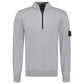 Stone Island 1/4 Zip Grey Ribbed Collar Thin Sweatshirt