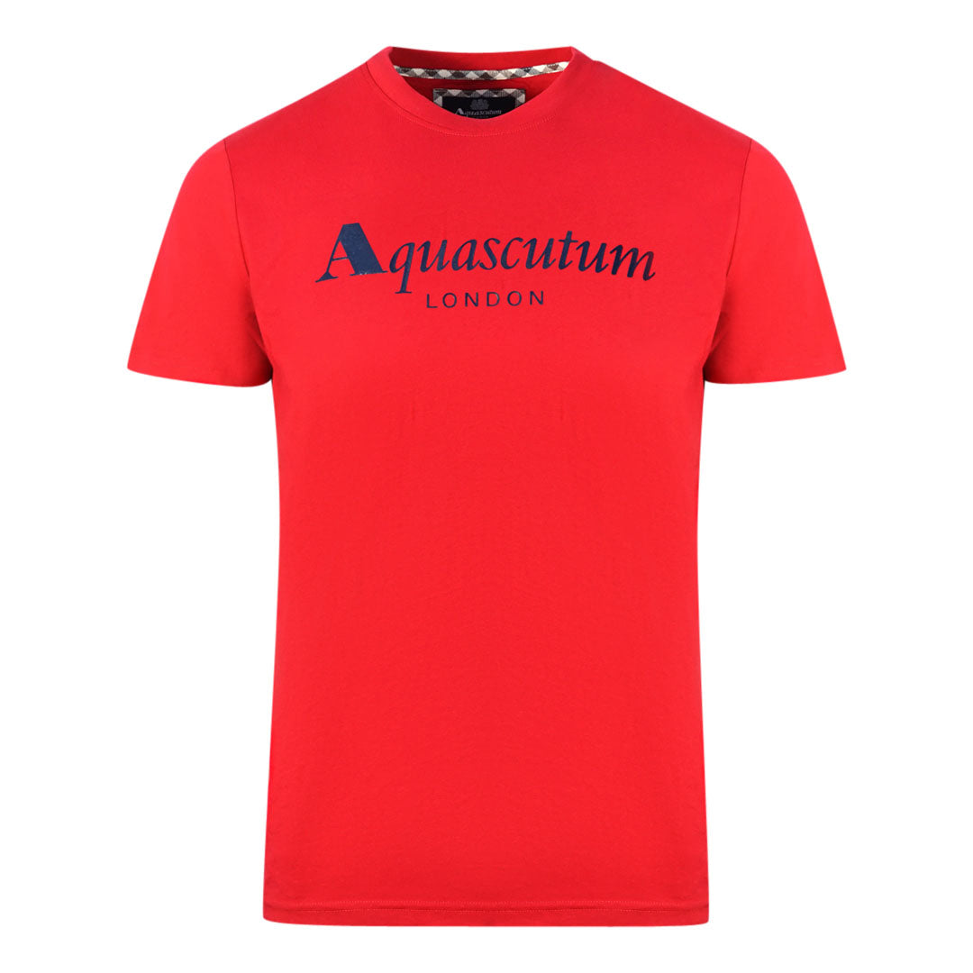 Aquascutum London Brand Logo Red T-Shirt T00323 - Style Centre Wholesale