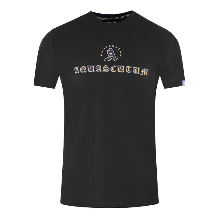 Aquascutum Script Logo Black T Shirt - Style Centre Wholesale