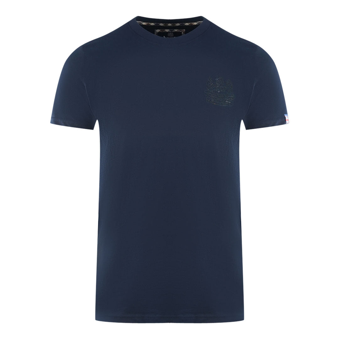 Aquascutum London Tonal Aldis Logo Navy Blue T Shirt - Style Centre Wholesale