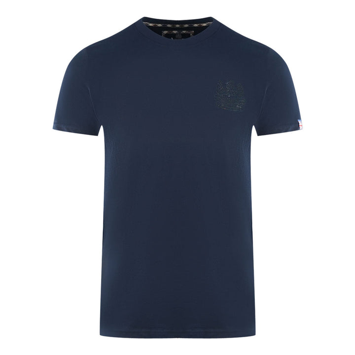 Aquascutum London Tonal Aldis Logo Navy Blue T Shirt - Style Centre Wholesale
