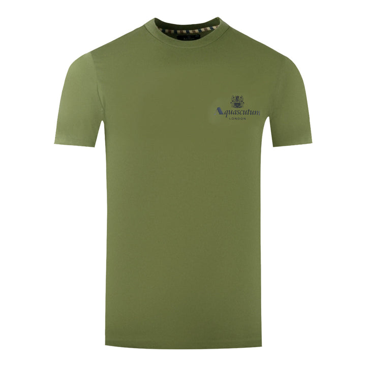 Aquascutum London Aldis Brand Logo On Chest Army Green T Shirt - Style Centre Wholesale