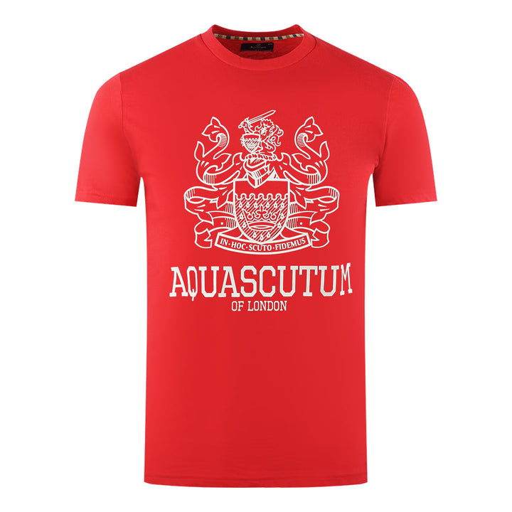 Aquascutum Large Bold London Aldis Brand Logo Red T Shirt